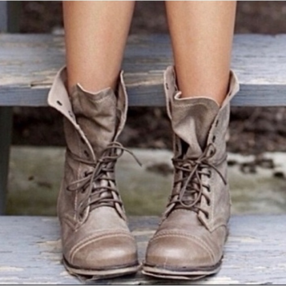 Steve Madden Tan Leather Combat Boots